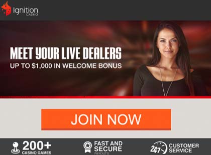 Ignition Live Dealer page