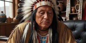 Indian Chief at desk