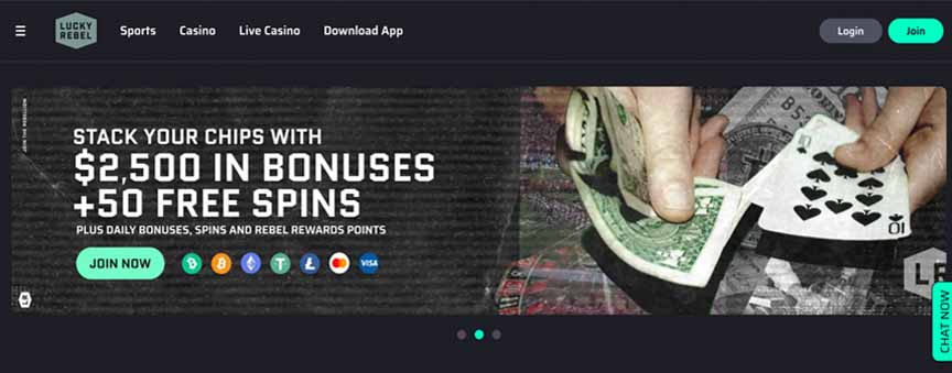Lucky Rebel casino banner