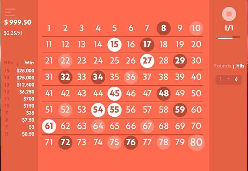 Keno Draw scratchcard